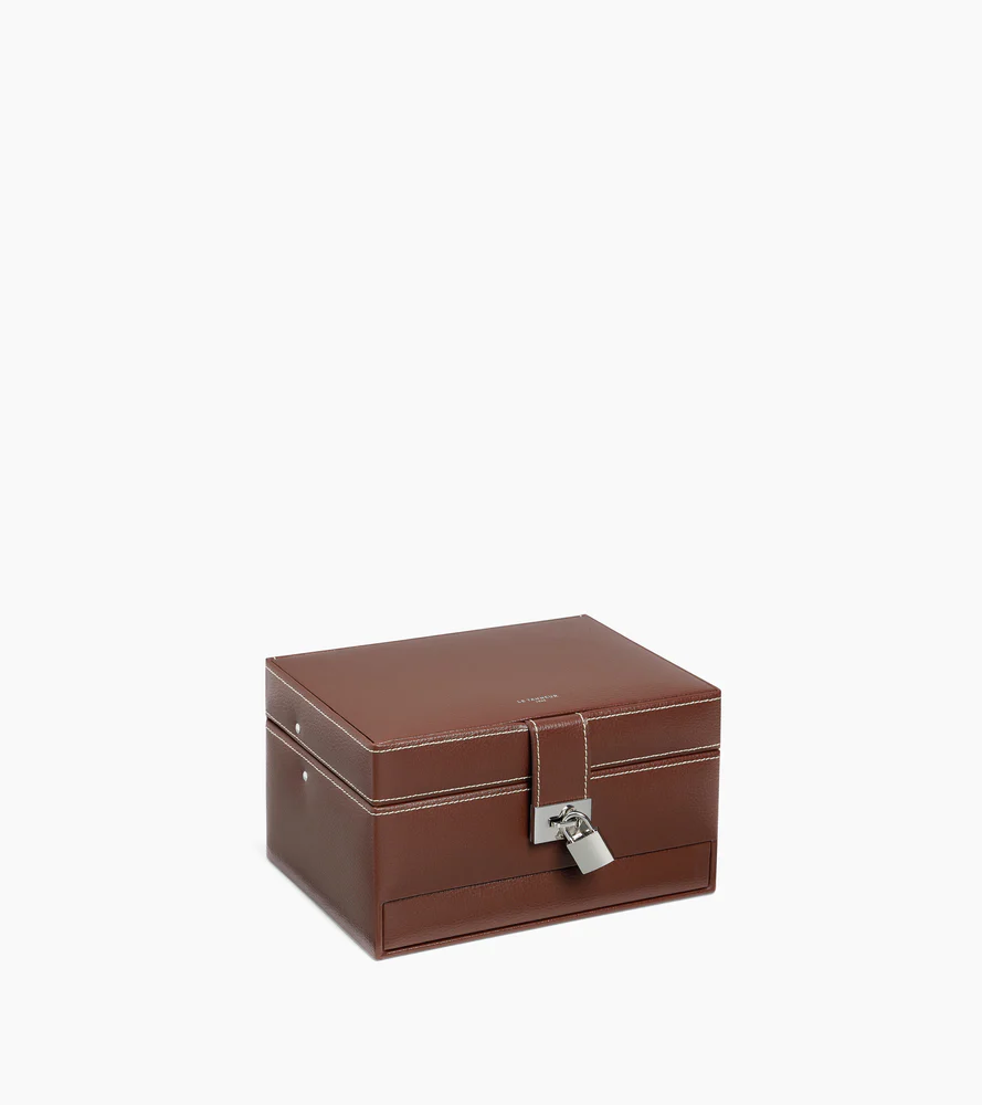 Boîte à bijoux moyen modèle ouverture automatique en cuir - Image 4