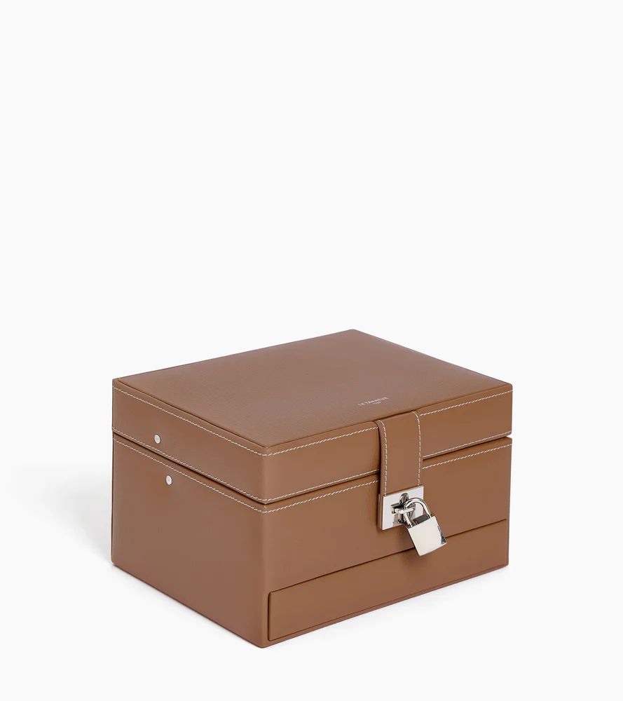 Boite à bijoux moyen modèle ouverture automatique en cuir - Image 2