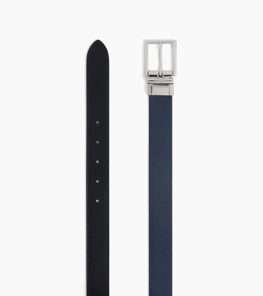 Ceinture réversible homme avec boucle rectangle en cuir lisse - Image 3