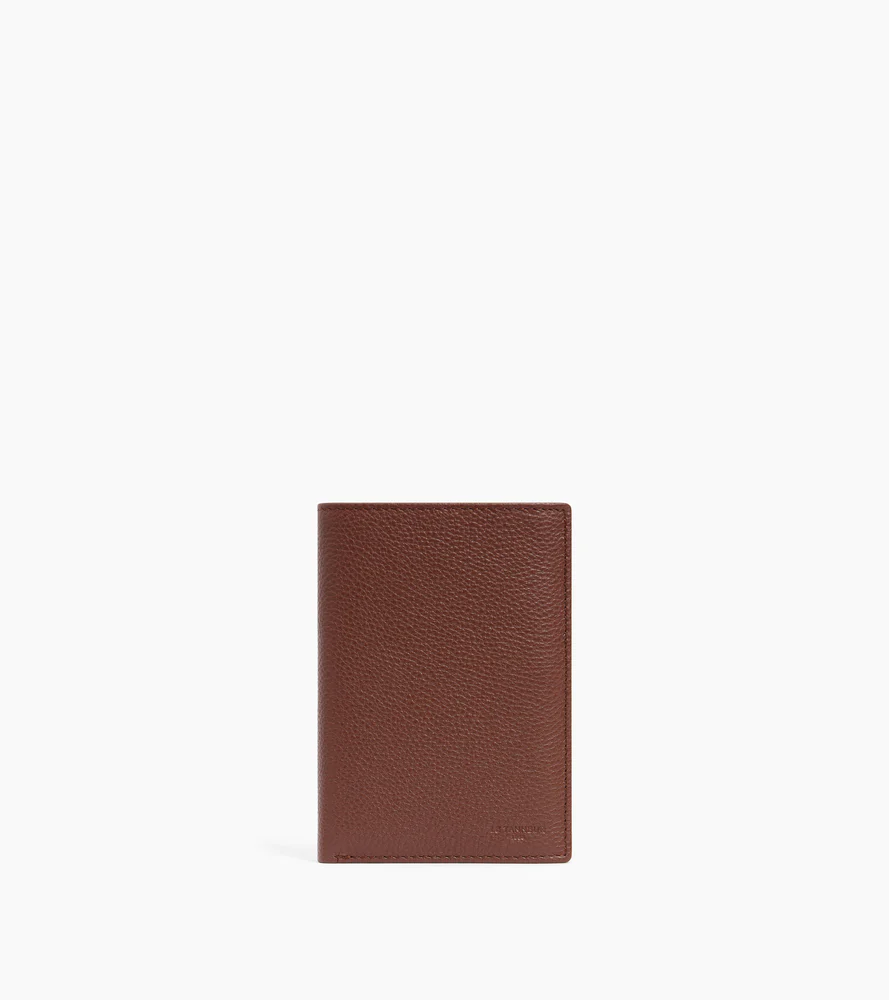 Grand portefeuille vertical zippé 2 volets Charles en cuir grainé