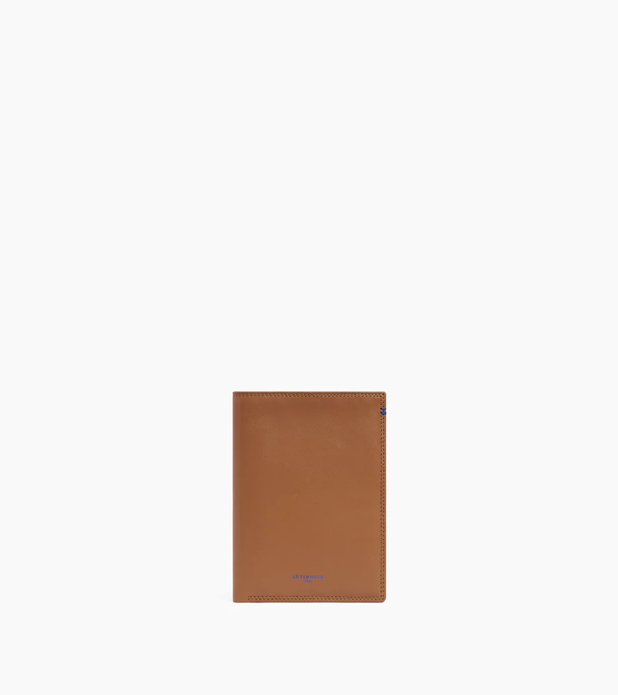 Grand portefeuille vertical zippé Martin en cuir lisse
