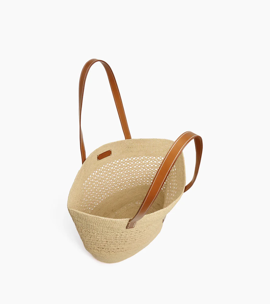 Grand sac cabas le Nattier en cuir lisse semi-végétal et raphia - Image 4