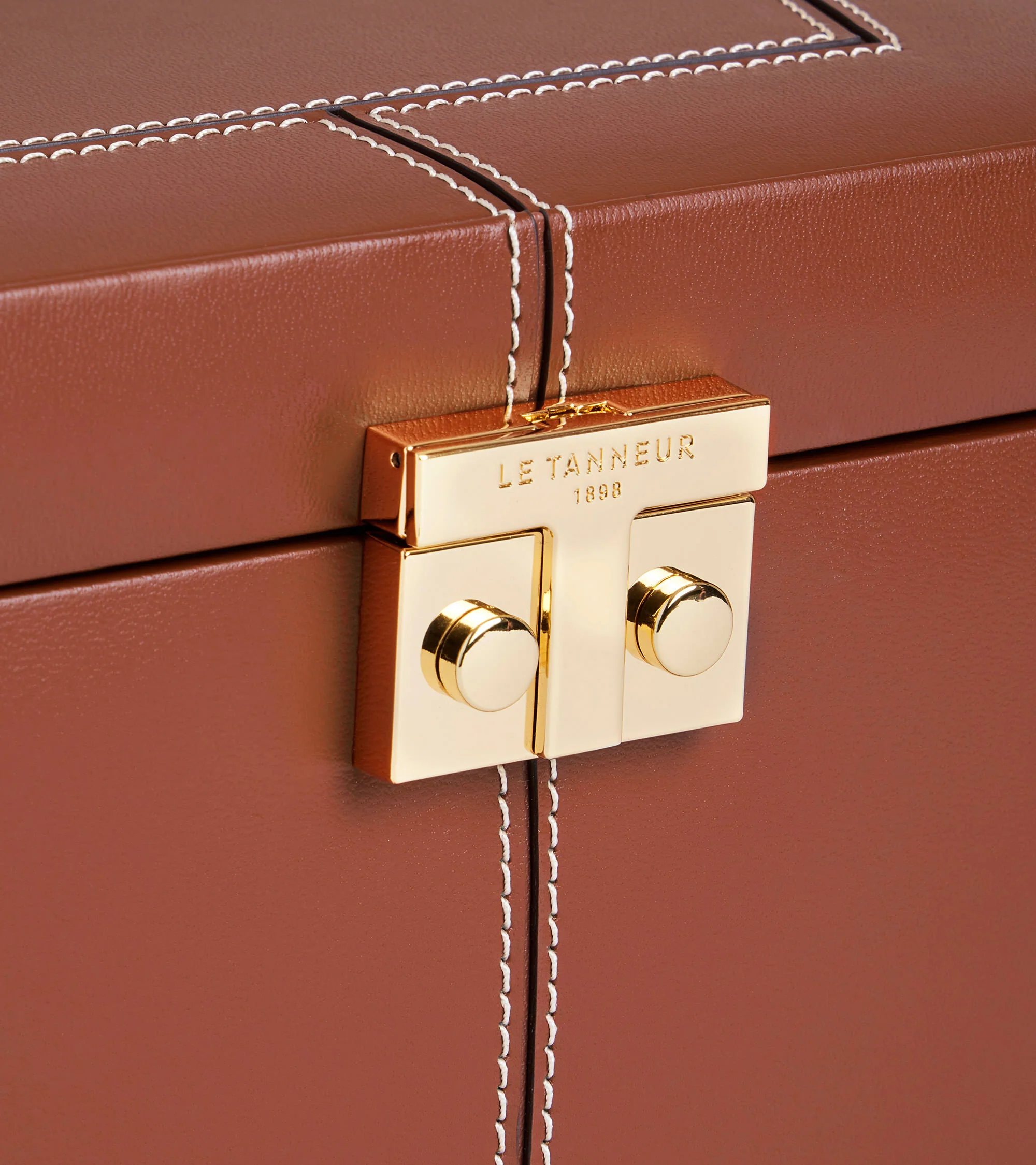 Grande boite à bijoux fermoir T en cuir - Image 3