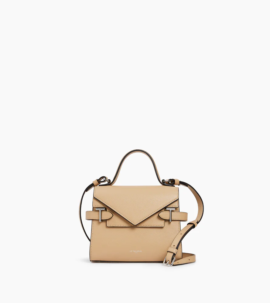 Petit sac à main double rabat Emilie en cuir grainé