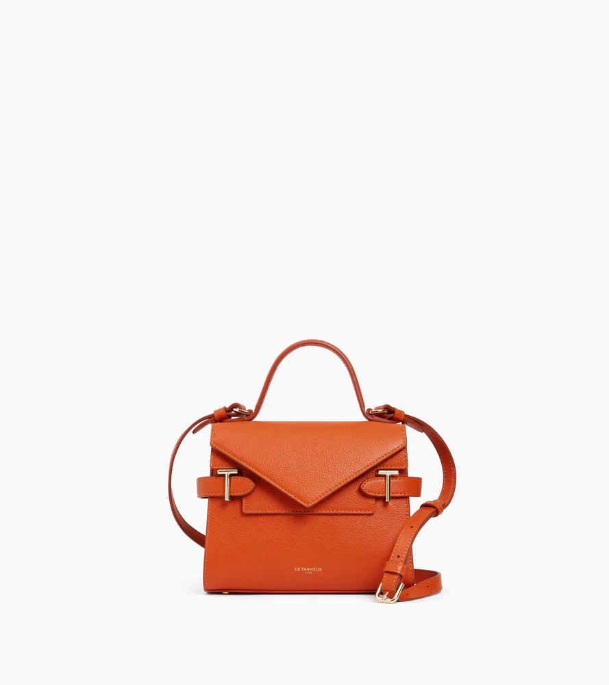 Petit sac à main double rabat Emilie en cuir grainé