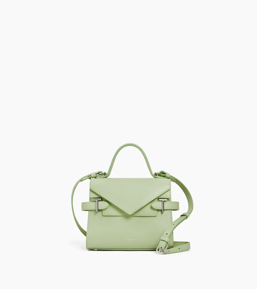Petit sac à main double rabat Emilie en cuir grainé