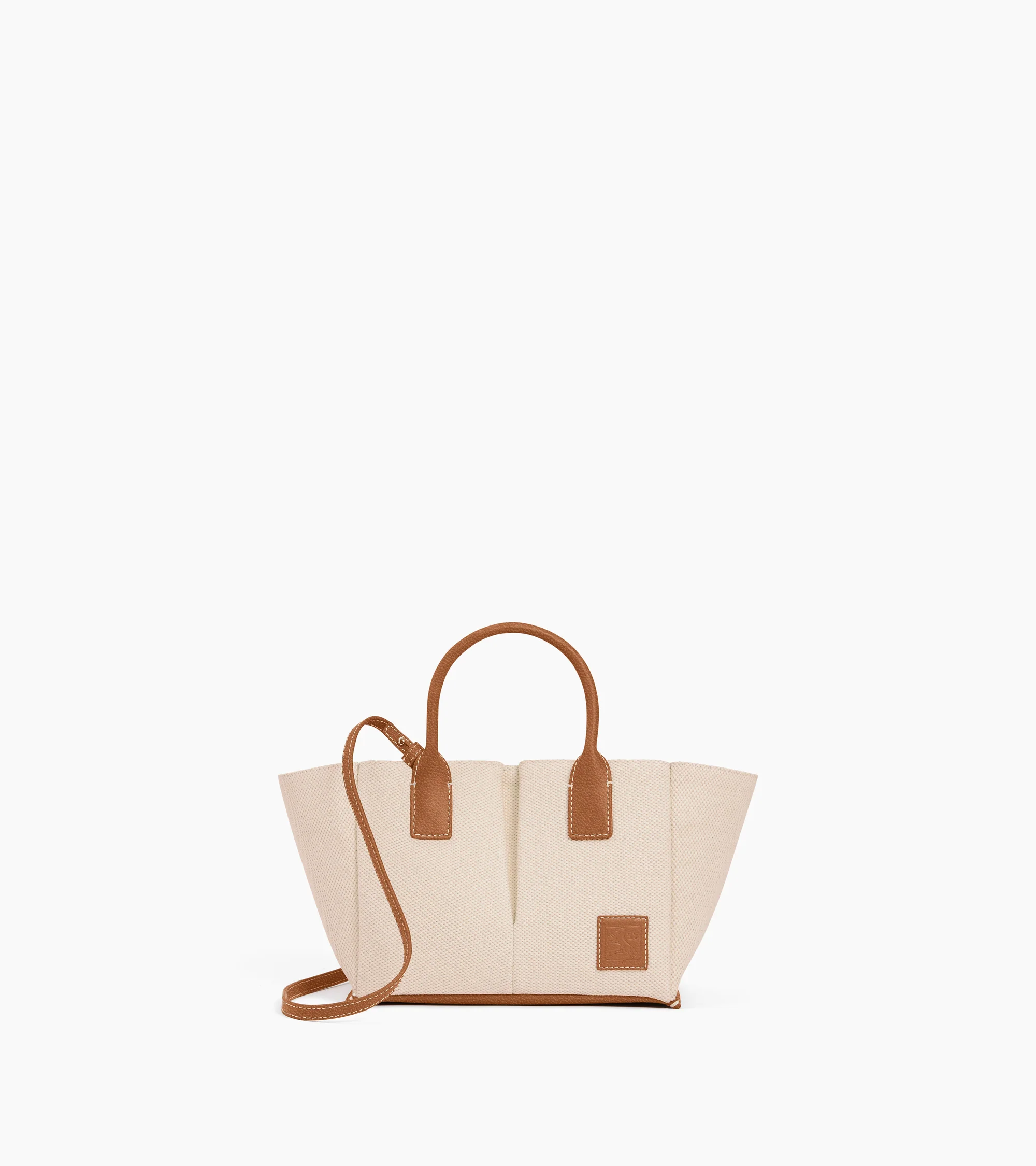 Petit sac à main Elena en toile coton et cuir grainé - Image 5