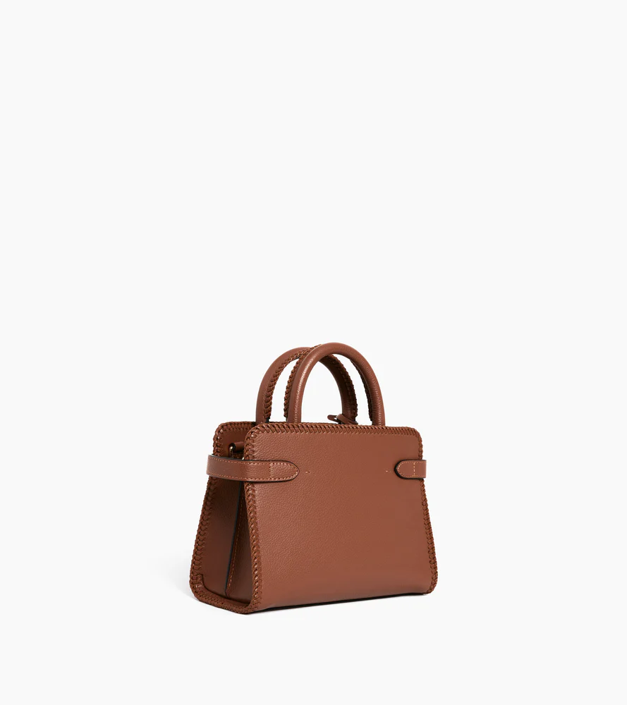 Petit sac à main Emilie en cuir grainé avec surpiqûres - Image 4