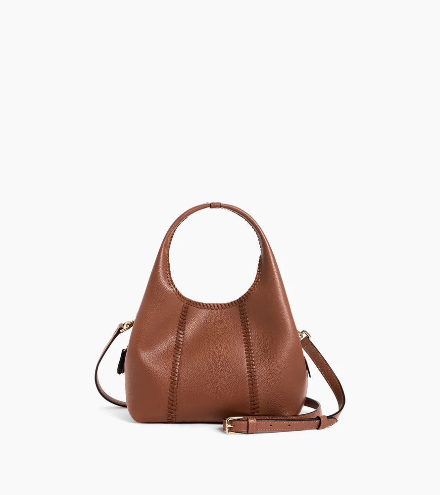 Petit sac à main Juliette en cuir grainé avec surpiqûres