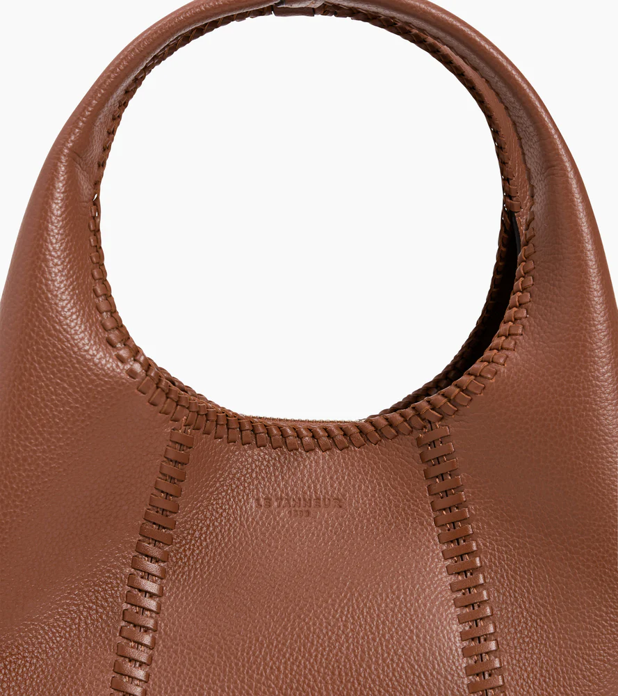 Petit sac à main Juliette en cuir grainé avec surpiqûres - Image 2