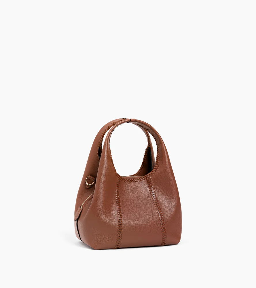 Petit sac à main Juliette en cuir grainé avec surpiqûres - Image 4