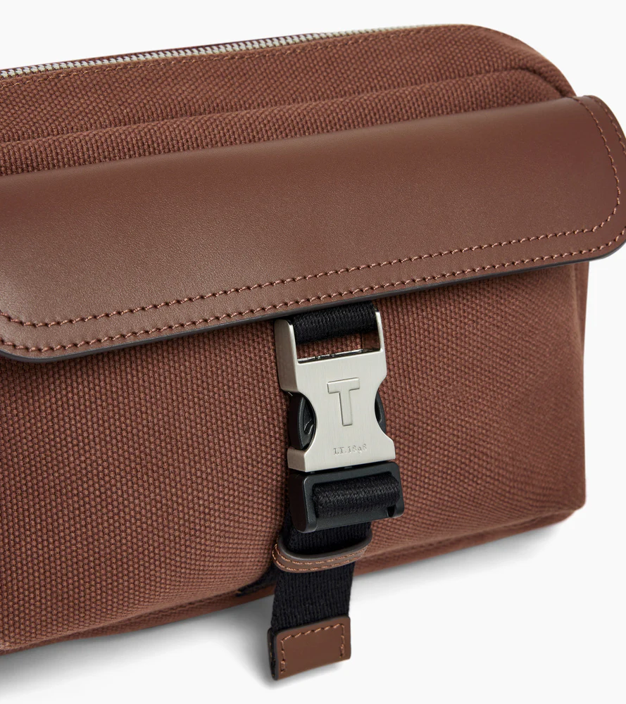 Petit sac bandoulière Maurice en toile coton et cuir lisse - Image 3