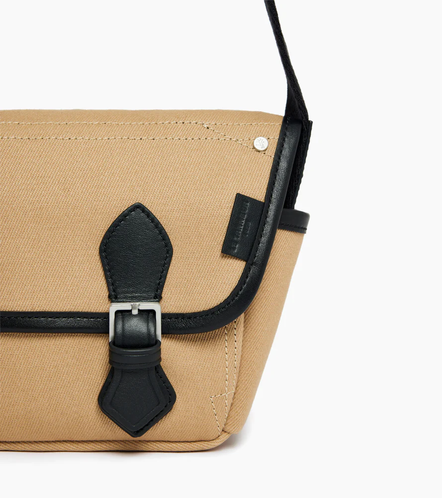 Petit sac bandoulière Solveig en toile coton et cuir lisse - Image 3
