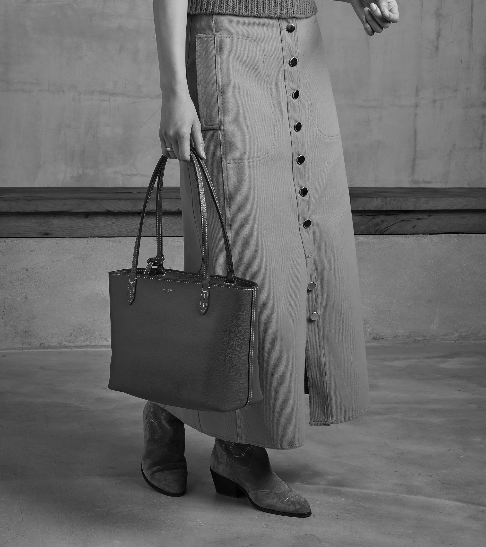 Petit sac cabas Louise en cuir grainé - Image 6