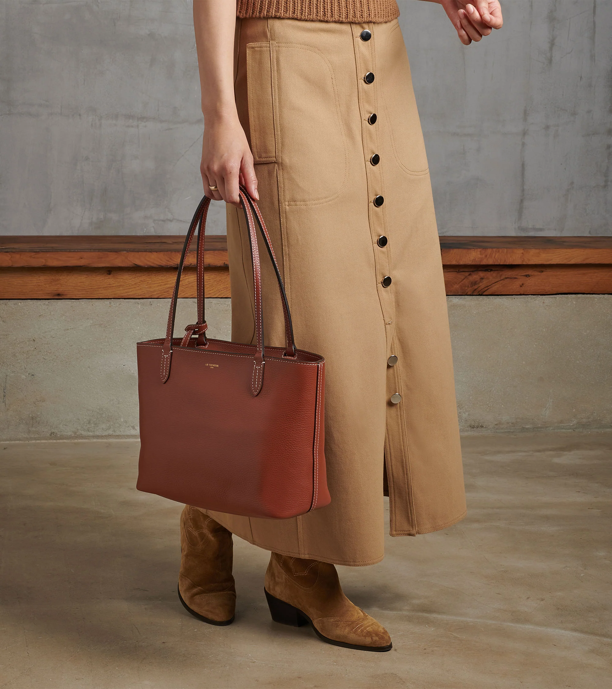 Petit sac cabas Louise en cuir grainé - Image 6