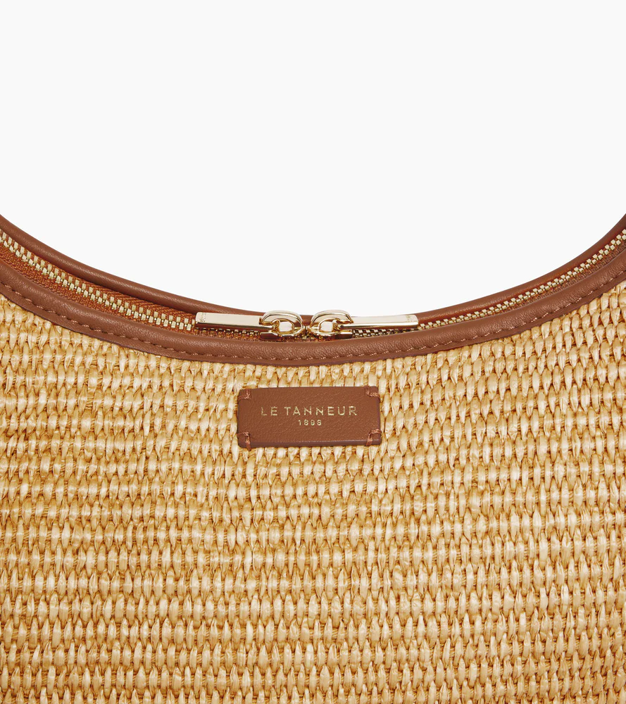 Petit sac hobo Juliette effet raphia et cuir lisse - Image 3