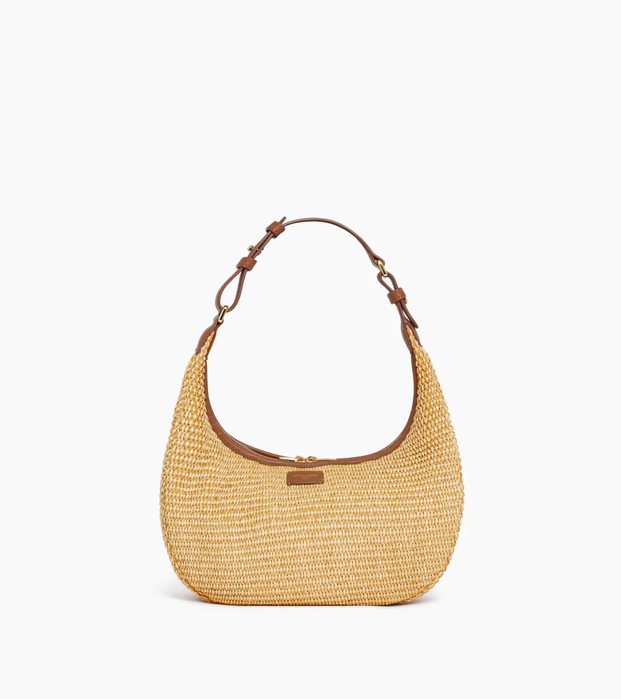 Petit sac hobo Juliette effet raphia et cuir lisse - Image 5