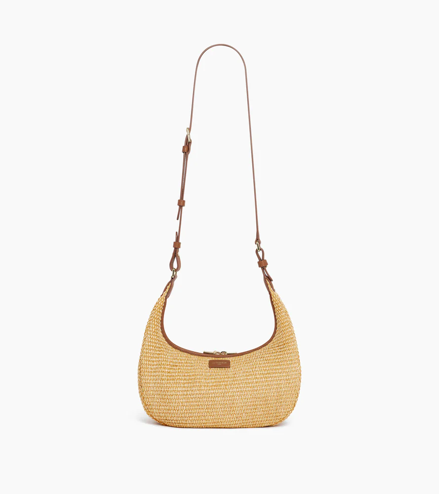 Petit sac hobo Juliette effet raphia et cuir lisse - Image 6