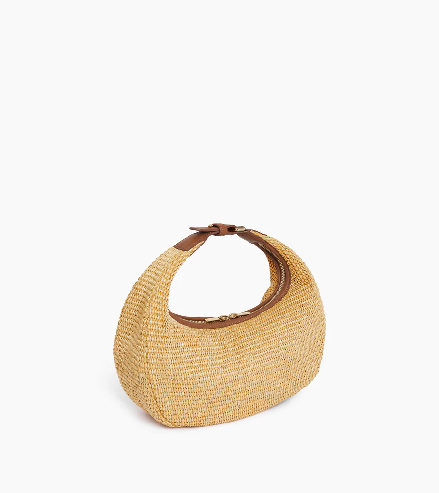 Petit sac hobo Juliette effet raphia et cuir lisse - Image 7