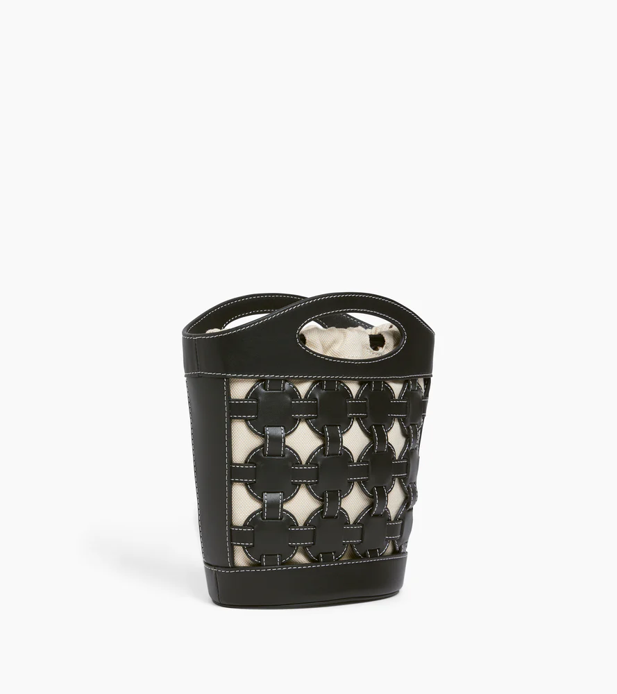 Petit sac seau Le Potier en toile coton et cuir lisse - Image 6