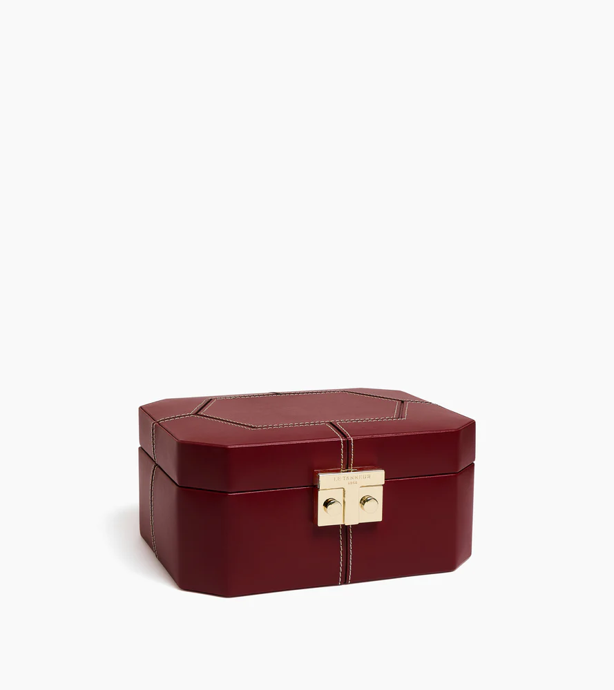 Petite boîte à bijoux fermoir T en cuir - Image 4