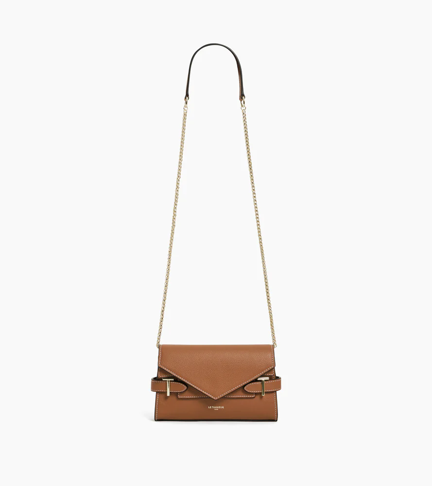 Sac pochette avec bandoulière double rabat Emilie en cuir grainé - Image 8