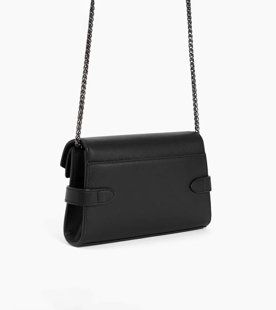 Sac pochette avec bandoulière double rabat Emilie en cuir grainé - Image 6