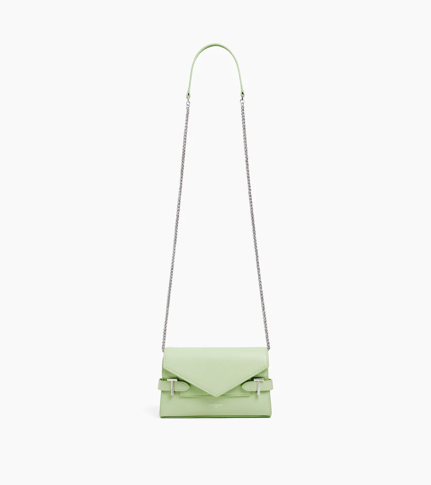 Sac pochette avec bandoulière double rabat Emilie en cuir grainé - Image 7
