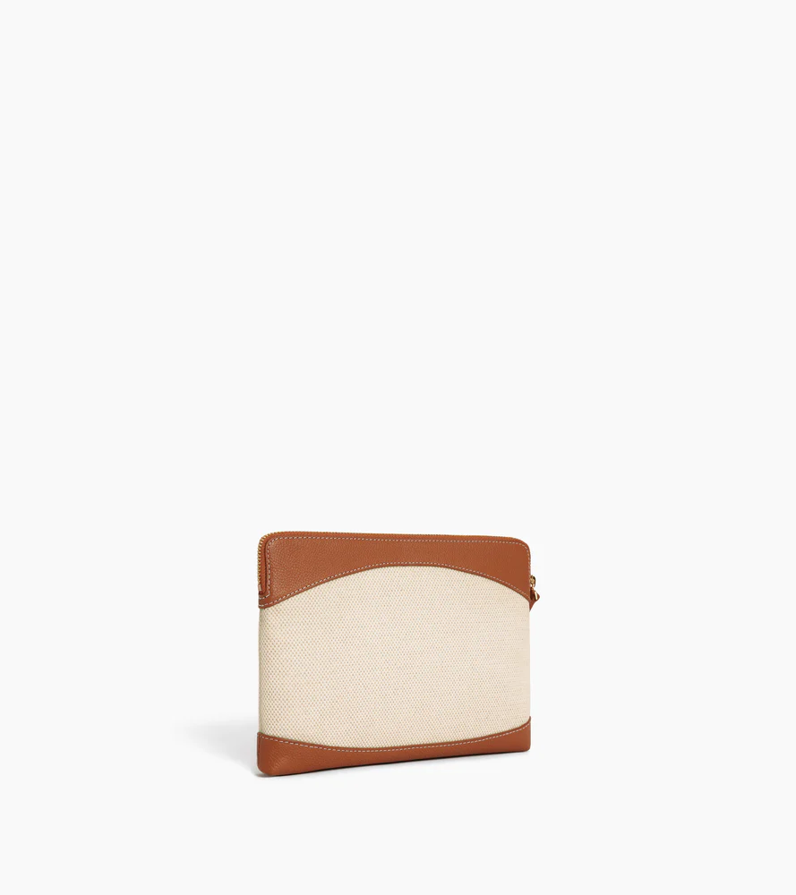 Pochette zippée en toile coton et cuir grainé - Image 4