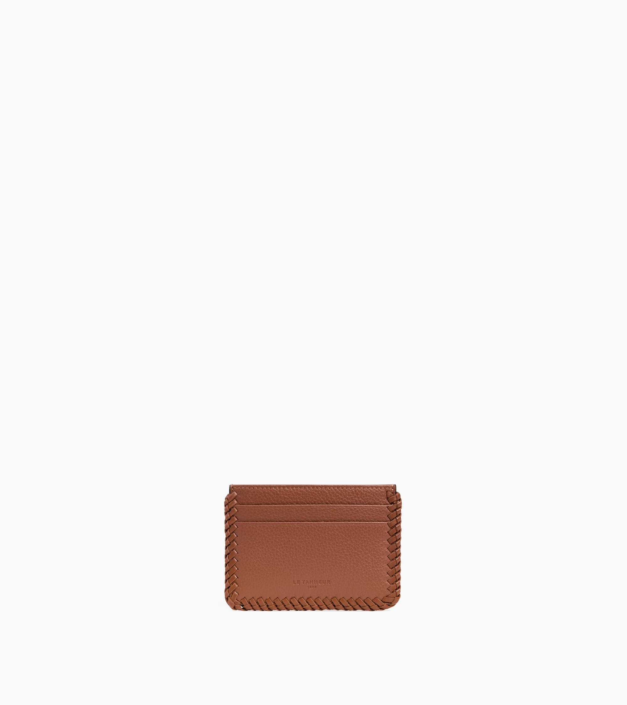 Porte cartes Emilie en cuir grainé avec surpiqûres
