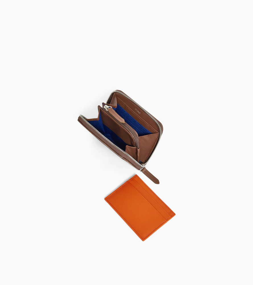 Porte monnaie zippé avec porte cartes amovible Charlotte en cuir lisse - Image 3