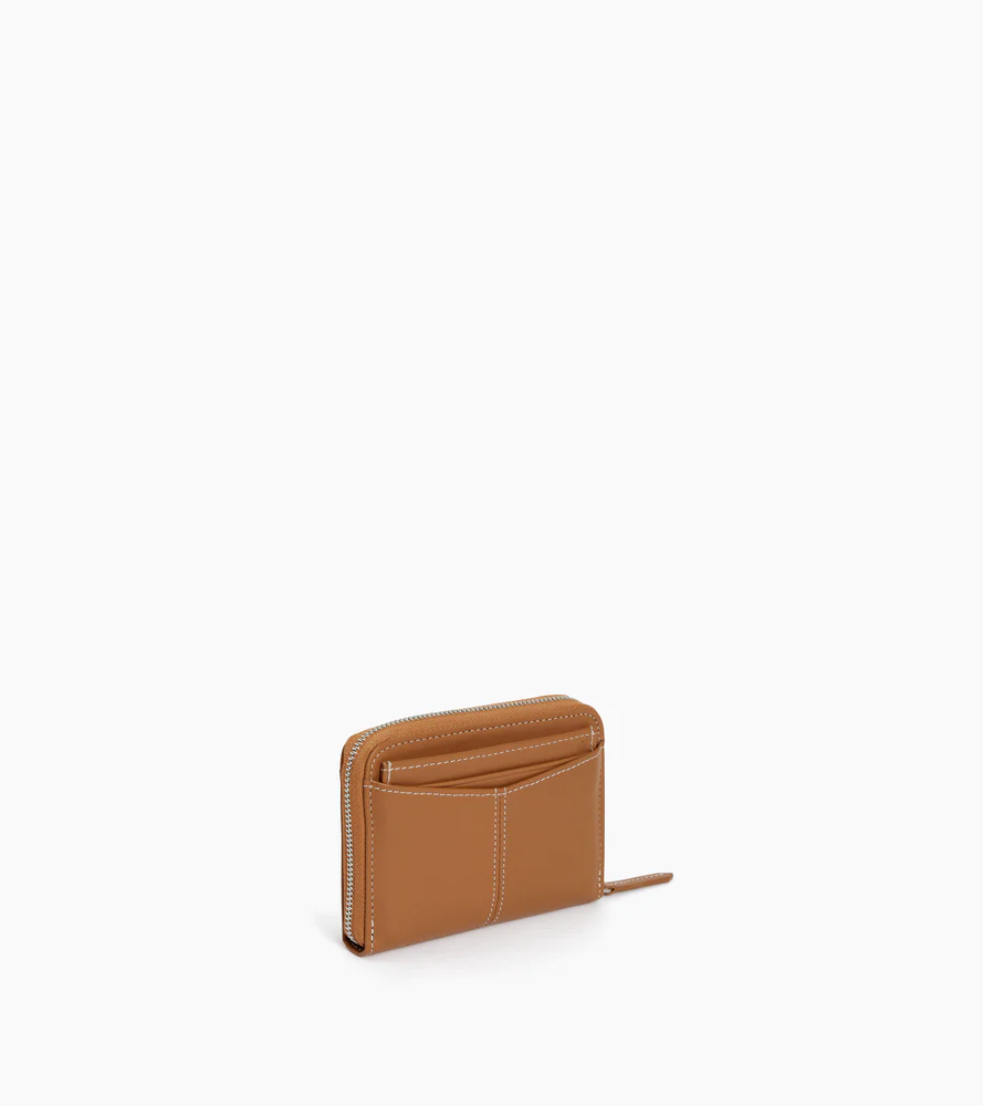 Porte monnaie zippé avec porte cartes amovible Charlotte en cuir lisse - Image 4