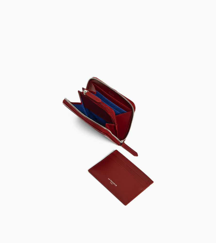 Porte monnaie zippé avec porte cartes amovible Charlotte en cuir lisse - Image 3