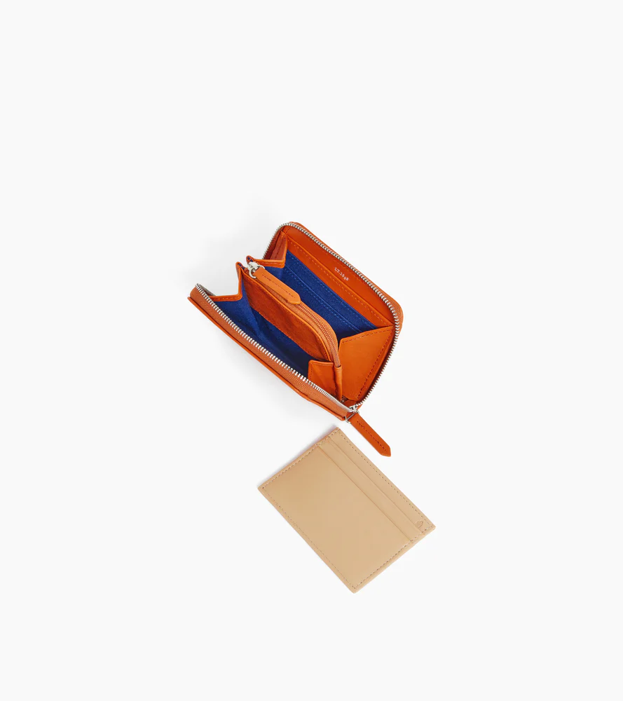 Porte monnaie zippé avec porte cartes amovible Charlotte en cuir lisse - Image 3