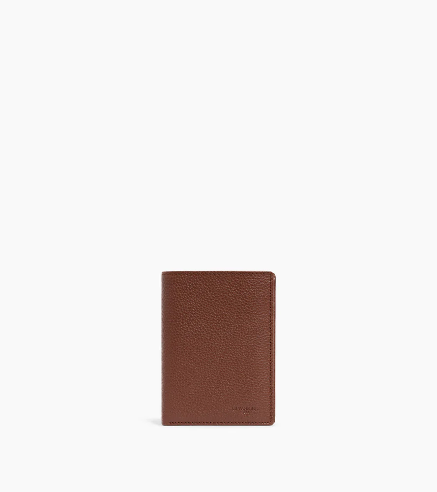 Portefeuille moyen modèle vertical zippé 2 volets Charles en cuir grainé