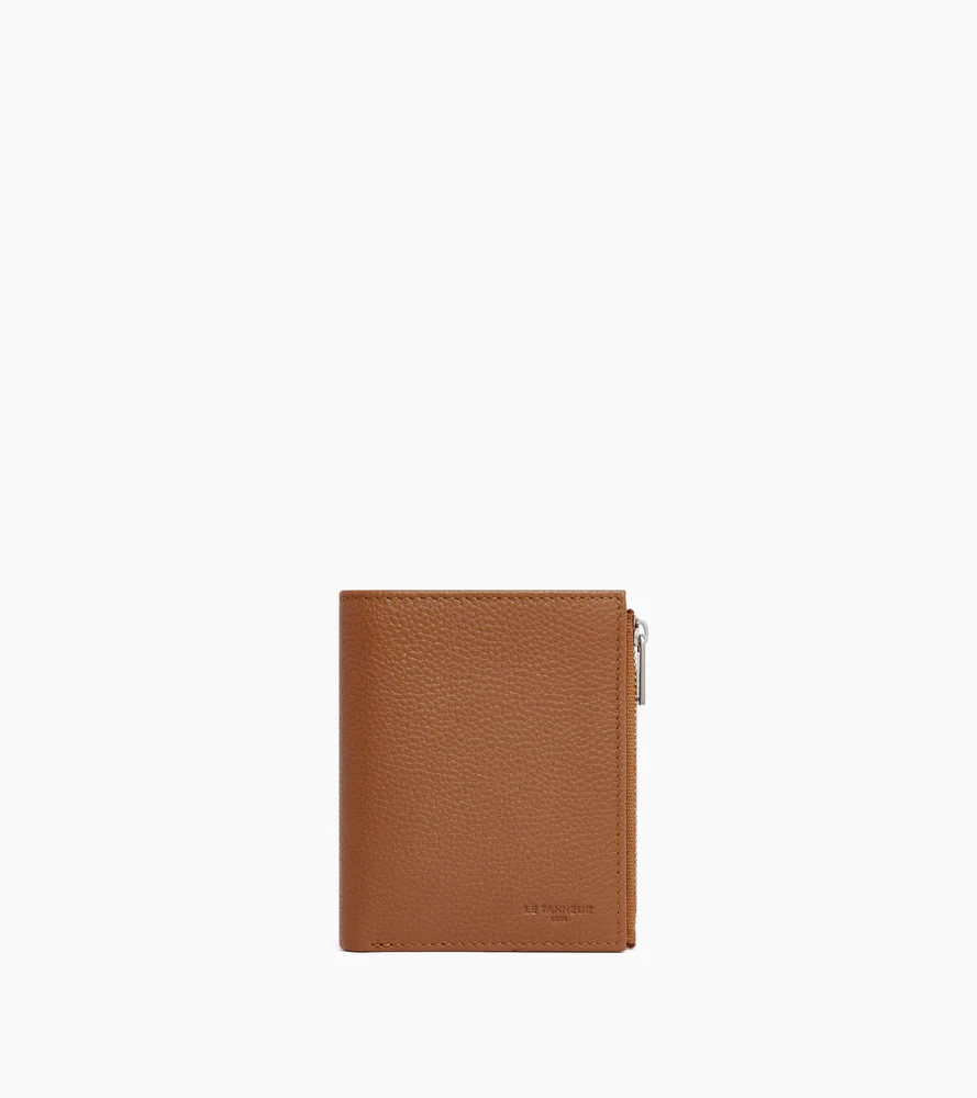 Portefeuille moyen modèle zippé Charles en cuir grainé