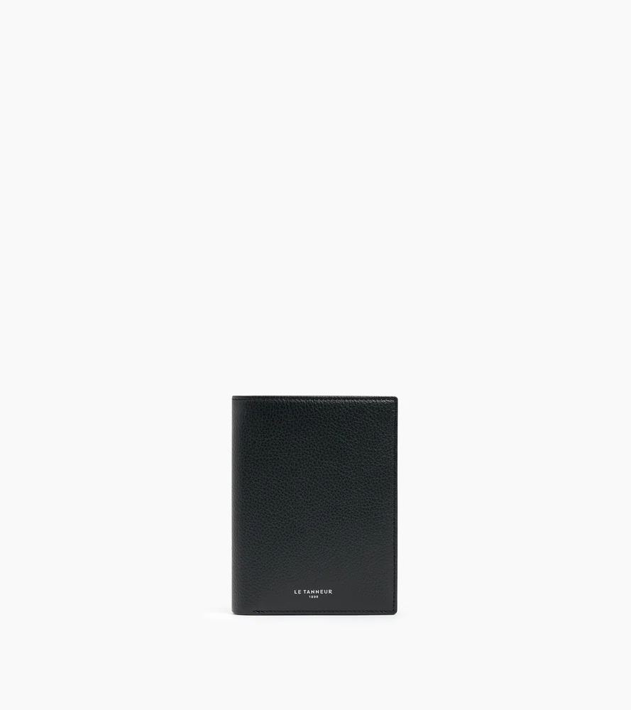 Portefeuille vertical zippé Emile en cuir grainé