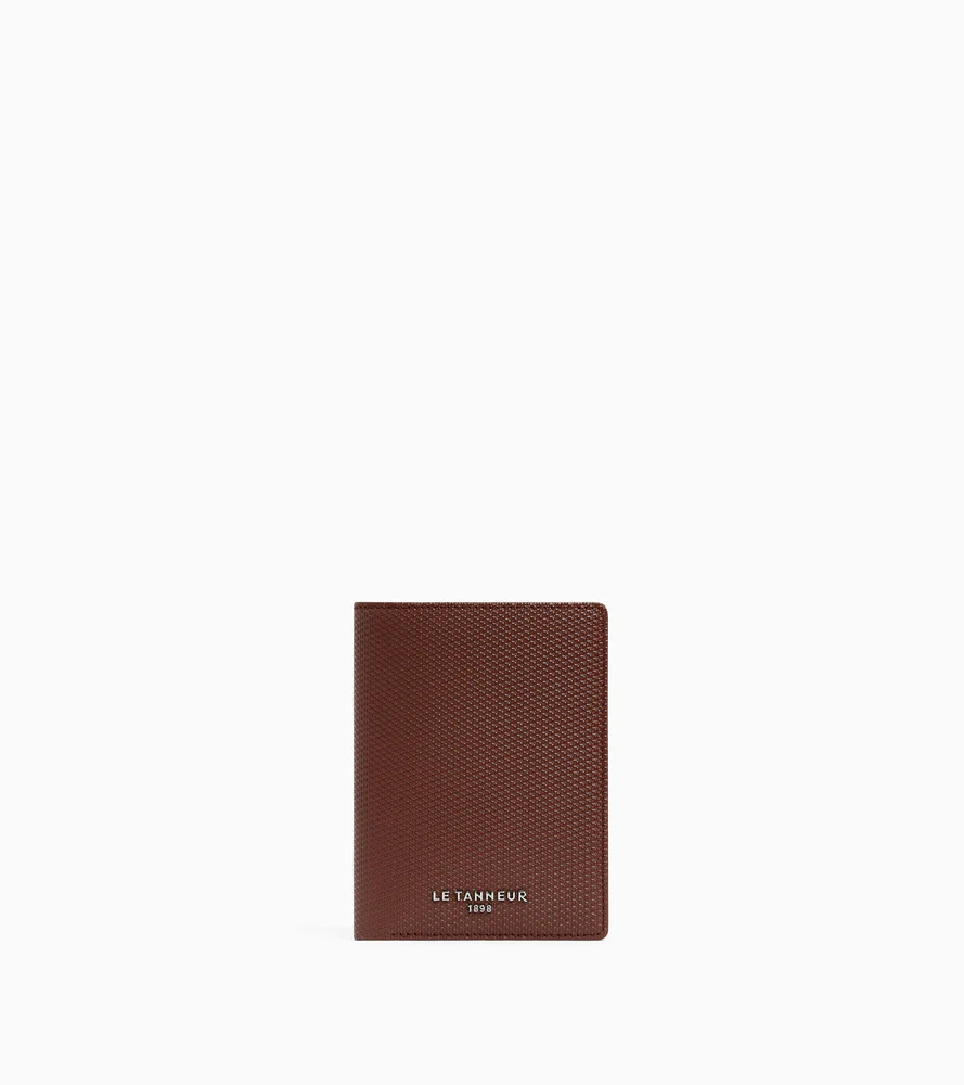 Portefeuille vertical zippé Emile en cuir signature T