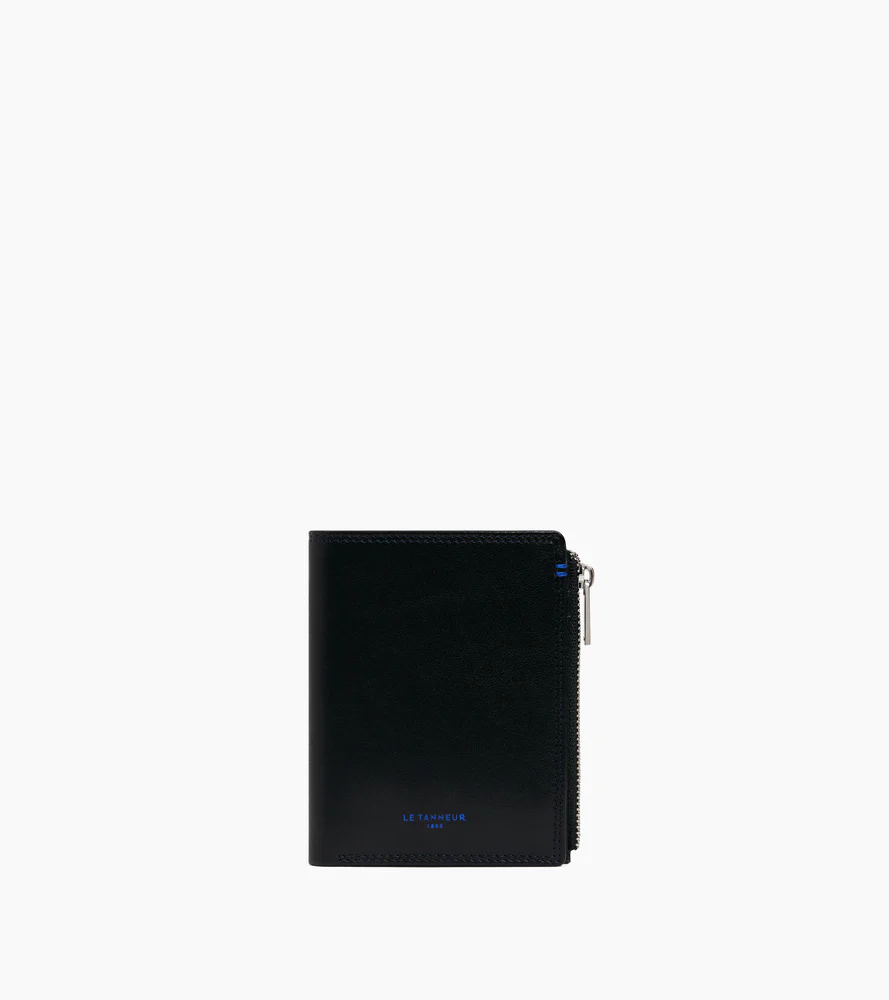 Portefeuille vertical zippé moyen modèle Martin en cuir lisse