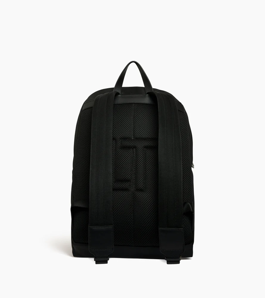 Sac à dos zippé Basile en toile nylon et cuir lisse - Image 4
