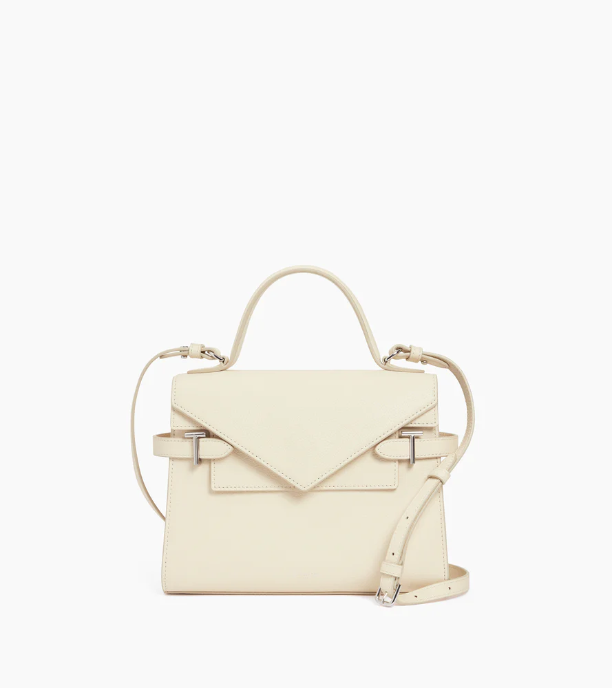 Sac à main double rabat moyen modèle Emilie en cuir grainé
