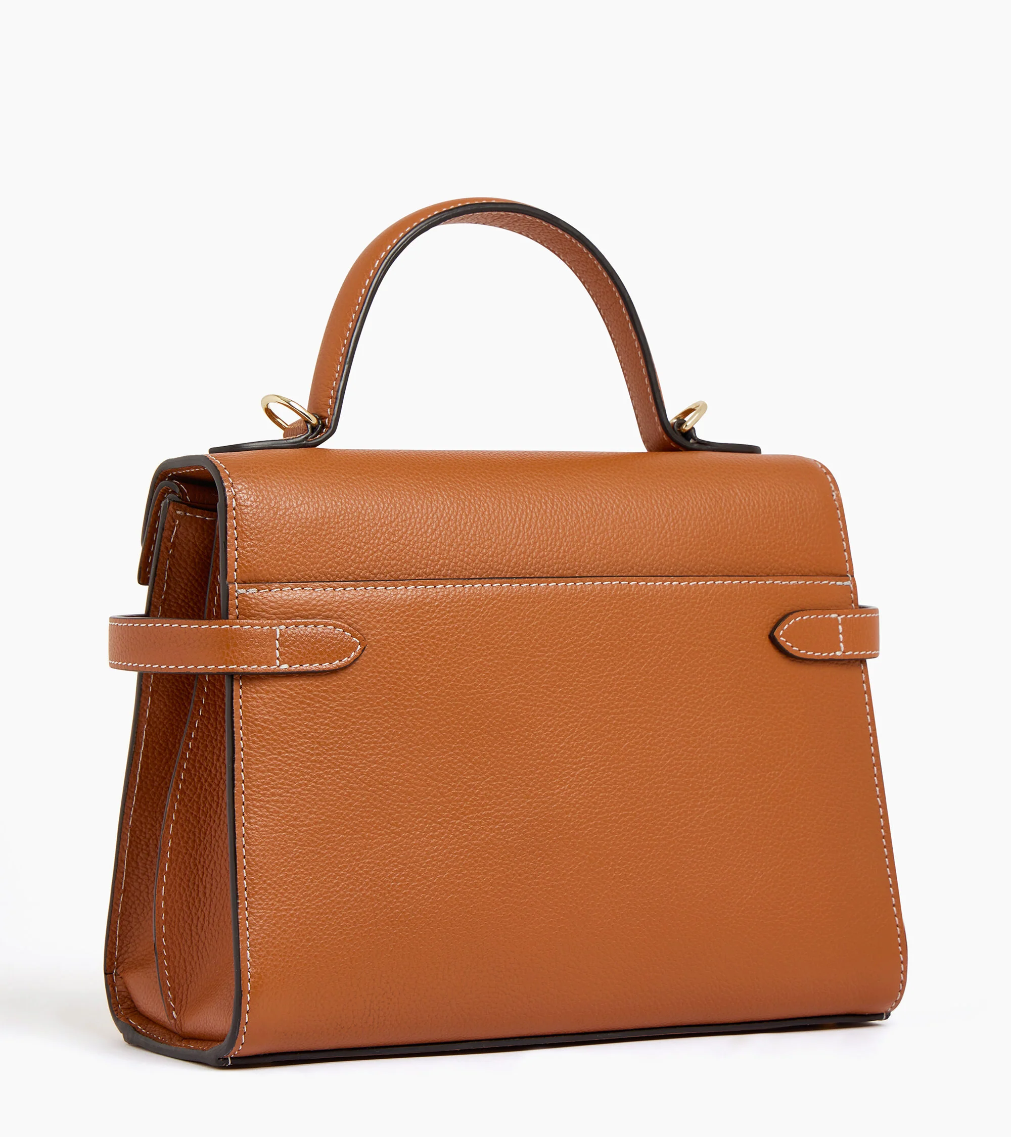 Sac à main double rabat moyen modèle Emilie en cuir grainé - Image 6