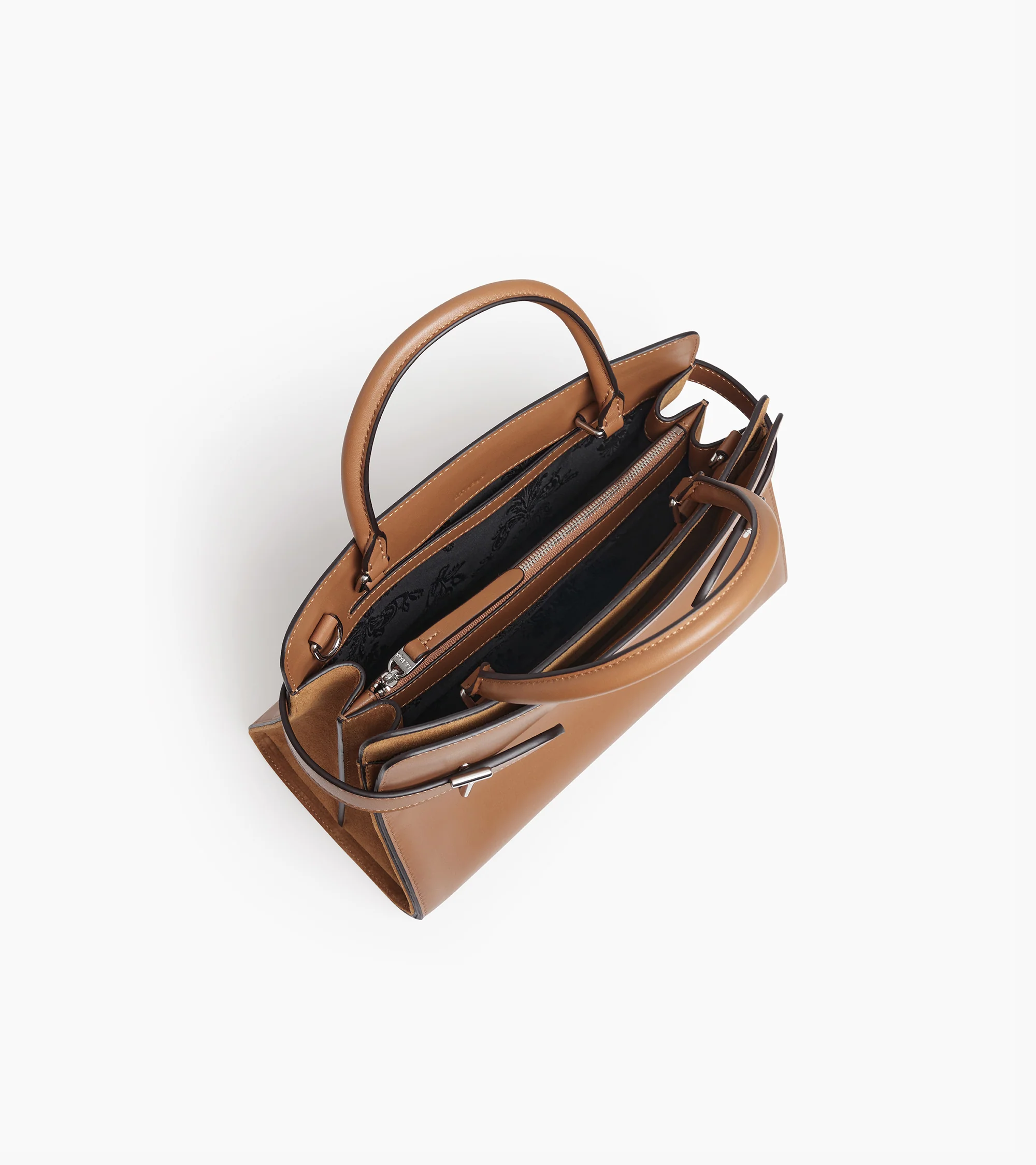 Sac à main moyen modèle Emie en cuir lisse et nubuck - Image 4
