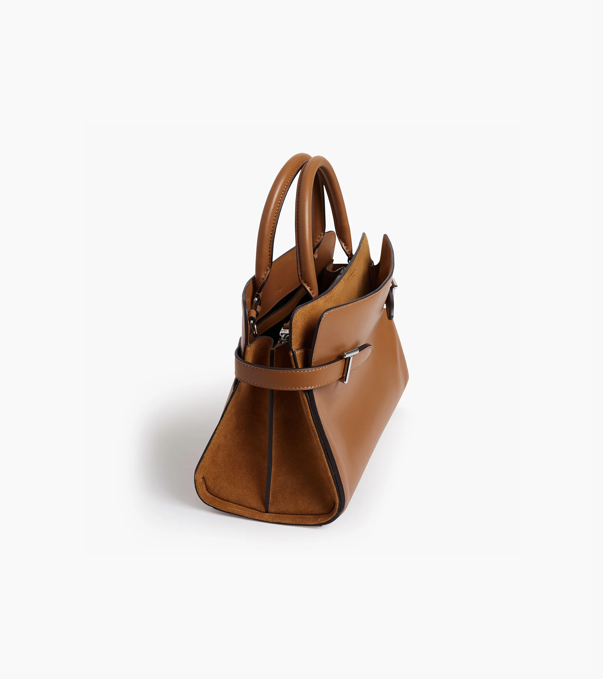Sac à main moyen modèle Emie en cuir lisse et nubuck - Image 6