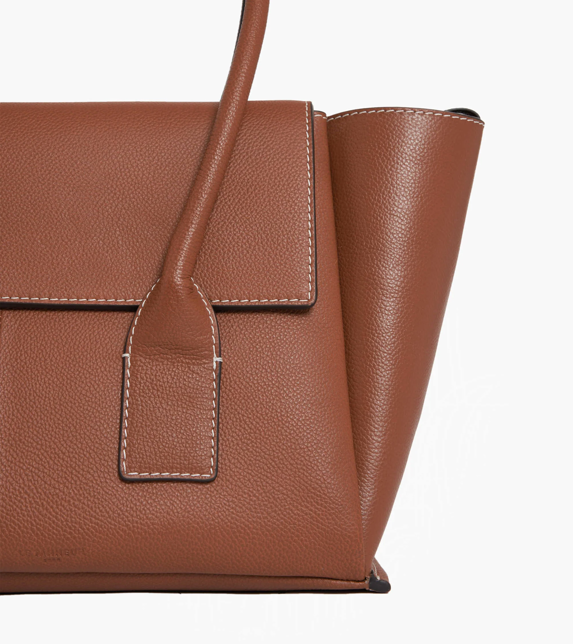 Sac cabas moyen modèle à rabat Elena en cuir grainé - Image 3