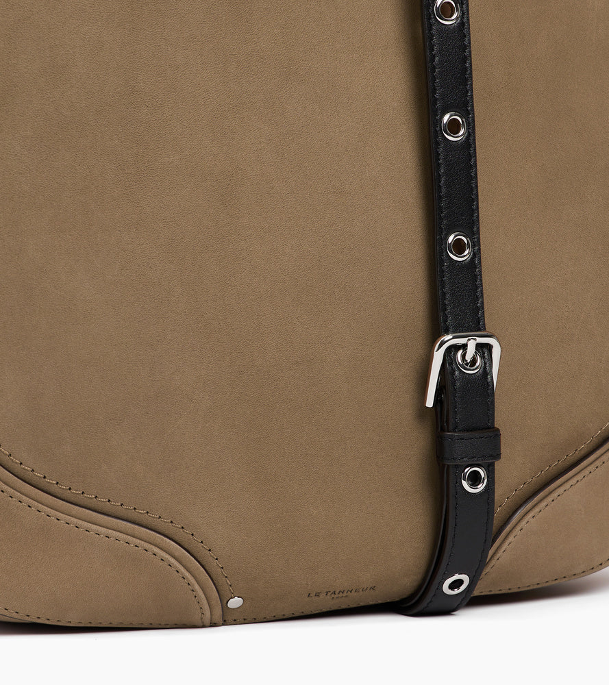 Sac hobo moyen modèle Ella en cuir lisse et nubuck - Image 3